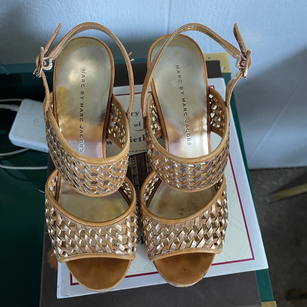 EUC Marc by Marc Jacobs Cork Heel Wedge Sandal, 7